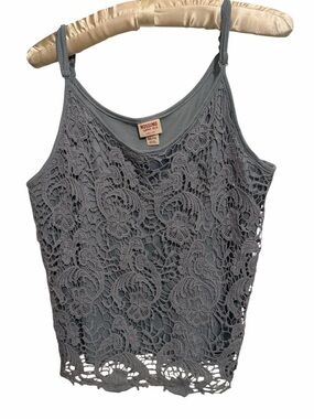Mossimo Supply & Co size XL blue crochet adjustable camisole lined solid back